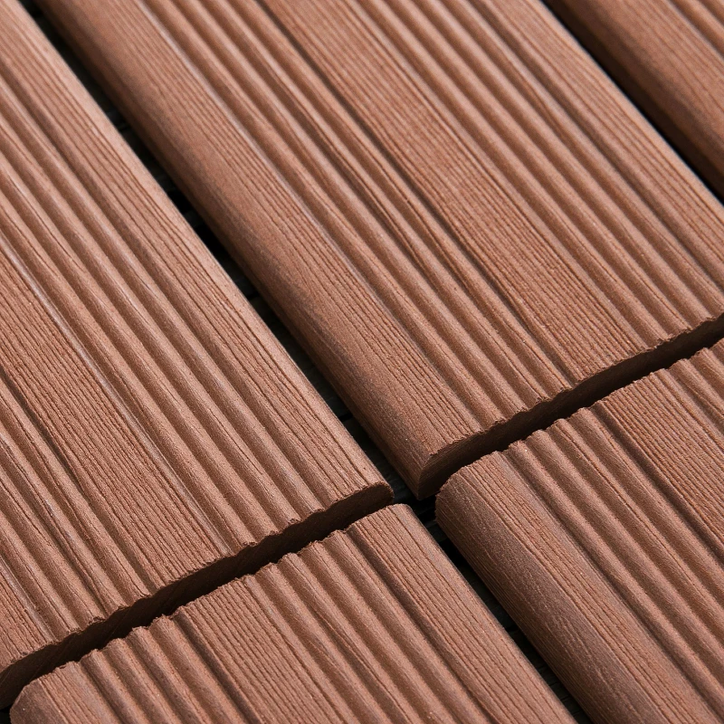 Outsunny Set Piastrelle per Esterno Incastrabili per Pavimentazione Marrone 11 Pezzi 30x30x2.2cm