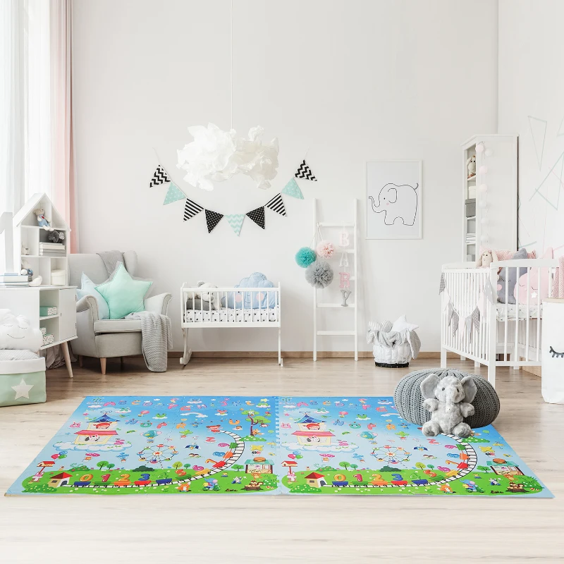 Homcom Tappeto Puzzle per Bambini Disegno Fantasia 8 Tessere 61.5x61.5cm