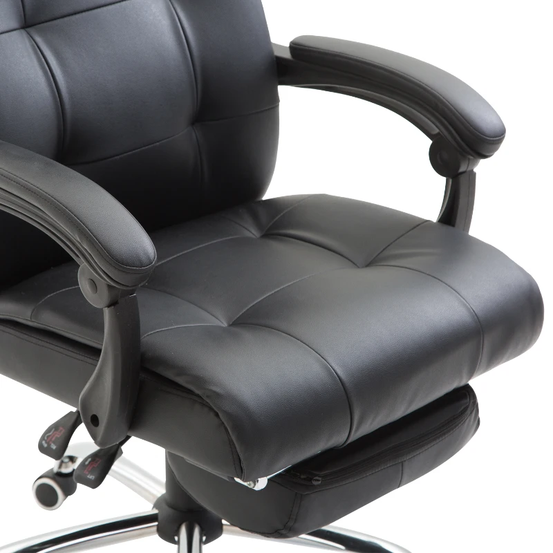 HOMCOM Sedia da Ufficio Ergonomica Girevole Poltrona Presidenziale Reclinabile con Poggiapiedi Estraibile 64.5×66.5×114-124cm Nero