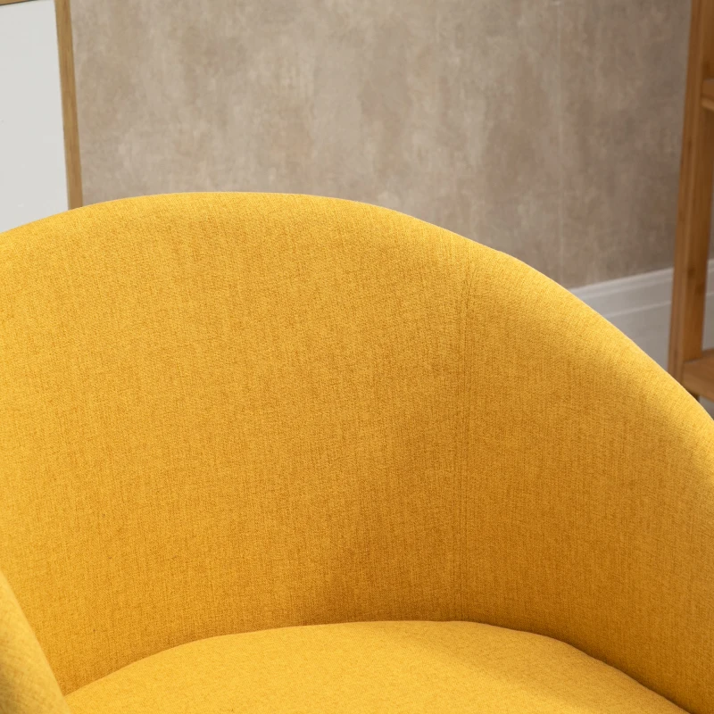 HOMCOM Silla de Comedor Tapizada en Lino Sintético Transpirable con Asiento Acolchado y Patas de Madera Silla de Ocio Moderna para Salón Dormitorio 55x58x74 cm Amarillo