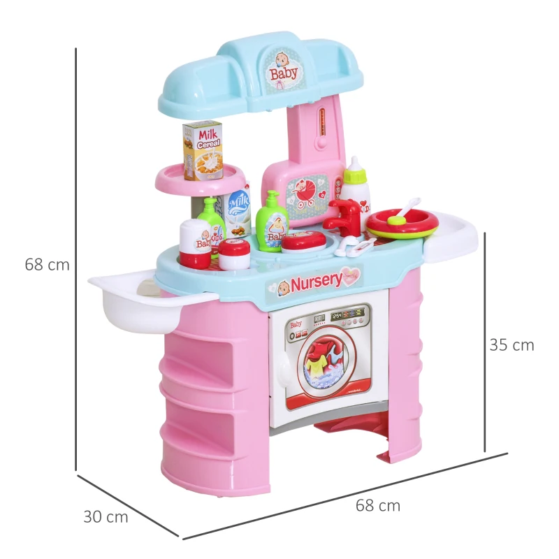 HOMCOM Baby Nursery Giocattolo per Bambole con 25 Accessori Bambini 3-6 Anni
