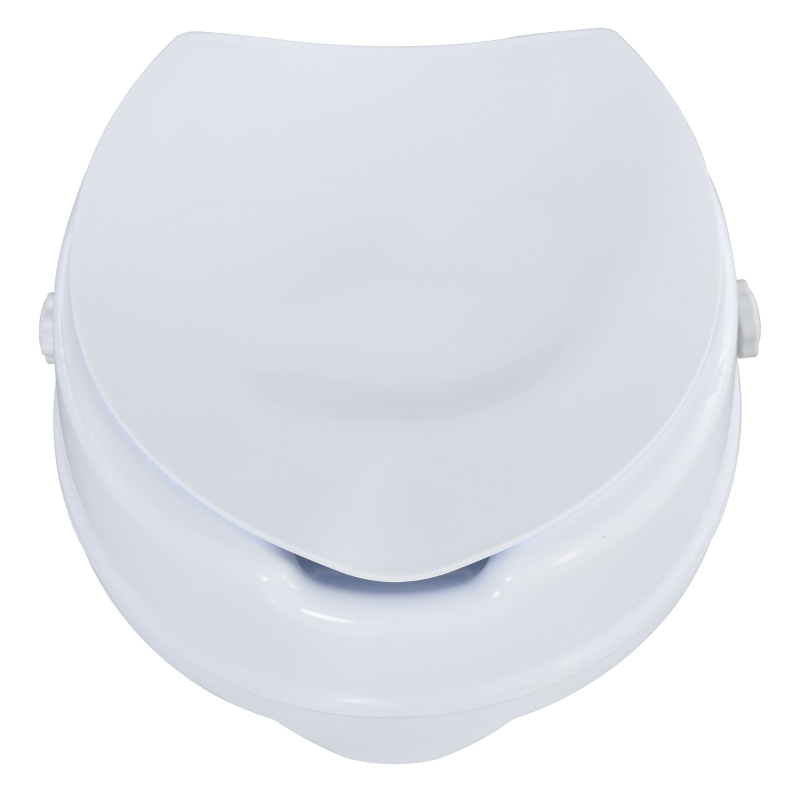 HOMCOM Rialzo per WC Larghi 31-36 cm in PP Bianca con Coperchio e Sedile Alto 10 cm, per Anziani e Disabili Max 130 kg