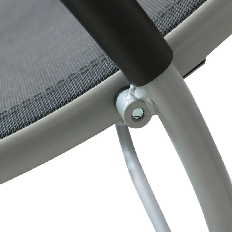 Outsunny Sdraio Chaise Longue Pieghevole da Giardino Acciaio e Textilene 172x62x66cm Nero