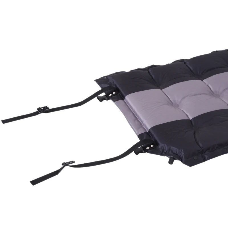 Outsunny Materassino Gonfiabile da Campeggio con Cuscino Ergonomico PVC 191x63x5cm Nero, Grigio