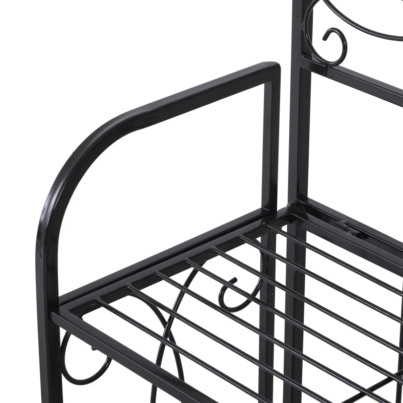 HOMCOM Portafiori Scaffale Pieghevole con 3 Ripiani per Balcone Giardino in Ferro Verniciato, Nero, 48 x28 x 101.5 cm