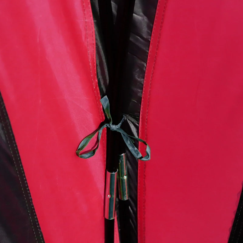 Outsunny Tenda da Spiaggio Impermeabile Protezione Raggi UV per 6 Persone Campeggio, in Poliestere, Nero e Rosso, 330 x 330 x 255 cm