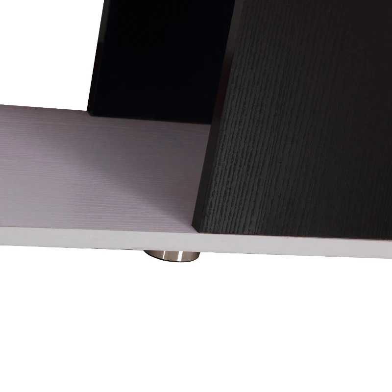 HOMCOM Libreria Stile Vintage con 4 Ripiani a Forma di S Facile da Montare e Smontare in Pannelli di Particelle Bianco e Nero 124,5x30x144cm