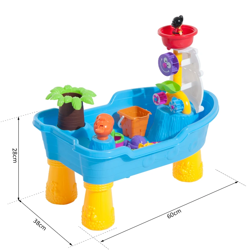 HOMCOM Set Giocattoli da Spiaggia 20pz con Nave Pirata, Mulino a Vento e Stampini, 60 x 38 x 28cm