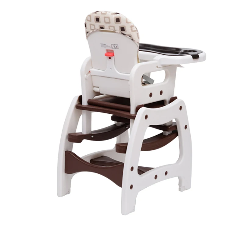 Outsunny - Seggiolone per bimbi multifunzione 3 in 1 tavolino sedia da dondolo caffè