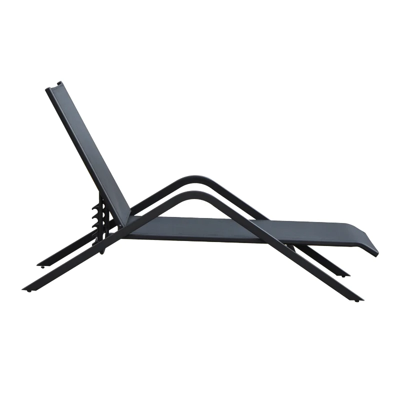 Outsunny Sedia a Sdraio Lettino Reclinabile per Giardino in Ferro 175 x 59 x 45-95cm Nero Sedia a Sdraio Lettino Reclinabile Sdraio Prendisole per Giardino per Piscina in Ferro Nero 175 x 55 x 41-95cm