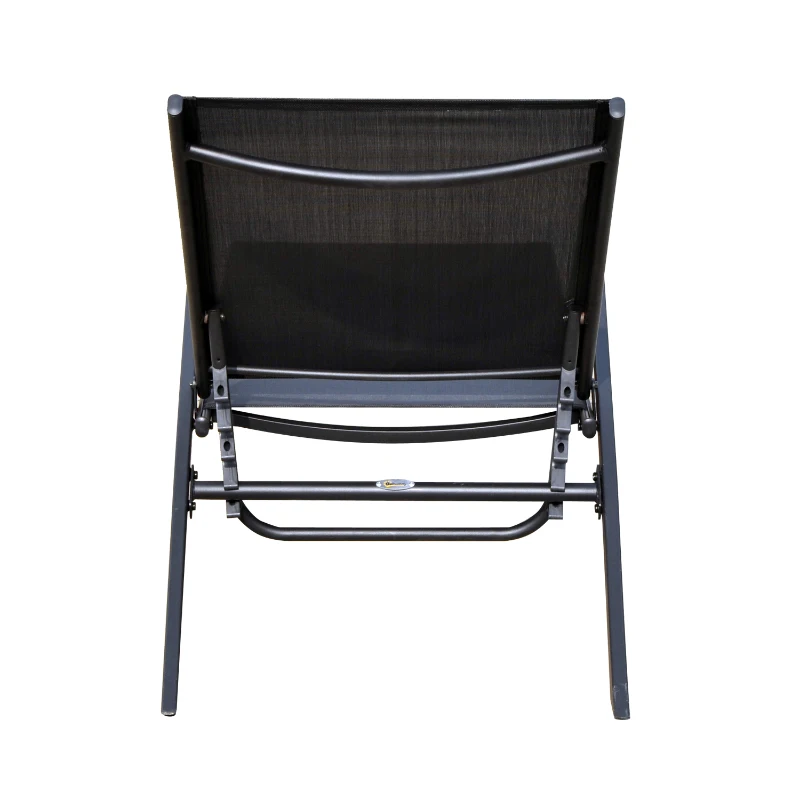 Outsunny Sedia a Sdraio Lettino Reclinabile per Giardino in Ferro 175 x 59 x 45-95cm Nero Sedia a Sdraio Lettino Reclinabile Sdraio Prendisole per Giardino per Piscina in Ferro Nero 175 x 55 x 41-95cm