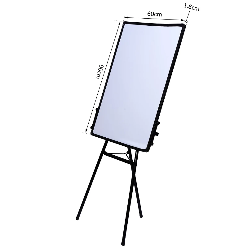 HOMCOM Lavagna Magentica Bianca con Cavalletto a Treppiede Altezza Regolabile Cornice in Alluminio 60×90x1.8cm