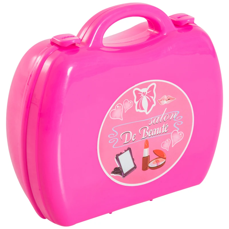 HOMCOM Set Bellezza Trucchi Giocattolo Valigetta Richiudibile Bambine 20pz Portatile 34 × 27 × 29cm Rosa