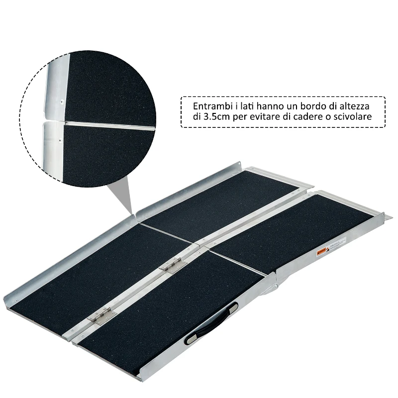 HomCom Rampa per Sedia a Rotelle in Alluminio Ripiegabile a Valigia,  61x36x16cm