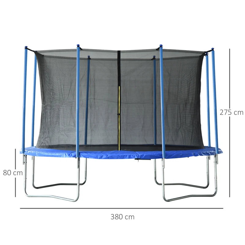 Homcom Trampolino Elastico con Rete di Sicurezza e Pali Imbottiti per Adulti e Bambini Φ366 x 260 cm