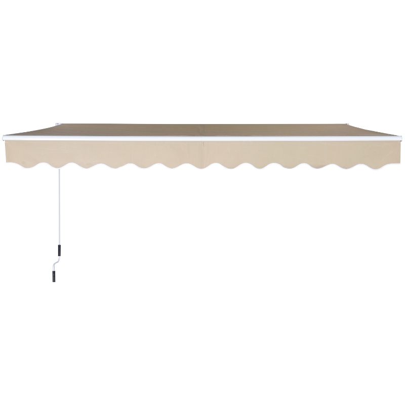 Outsunny Tenda da Sole Avvolgibile a Parete Manuale con Manovella per Esterno Tessuto di Poliestere Alluminio 295 × 250cm