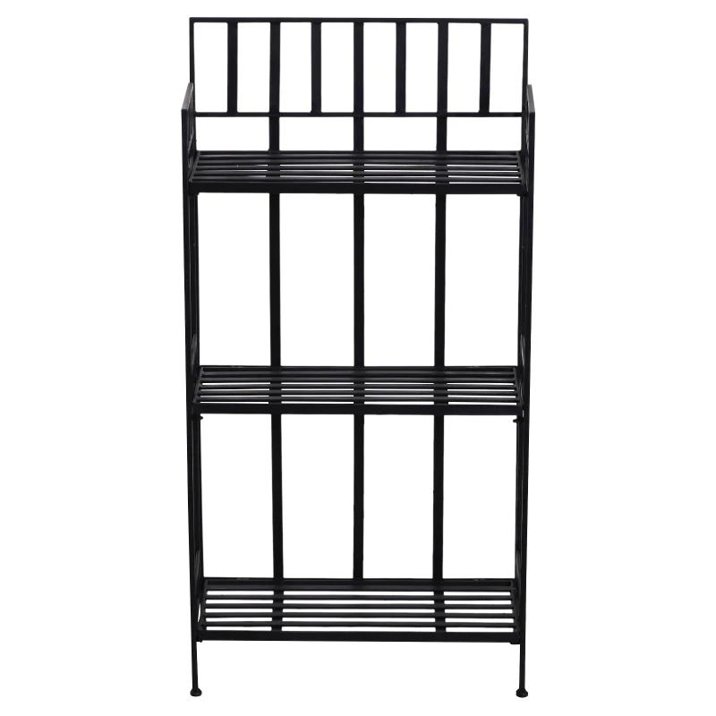 Outsunny Scaffale Libreria Mensola Pieghevole a 3 Ripiani Metallo 61 x 29.5 x 120 cm Nero