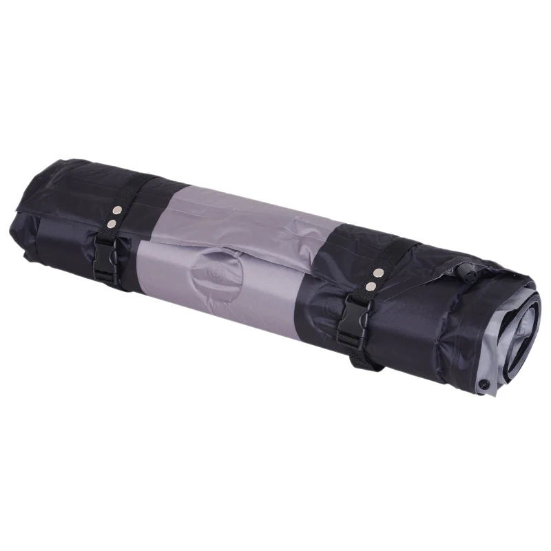 Outsunny Materassino Gonfiabile da Campeggio con Cuscino Ergonomico PVC 191x63x5cm Nero, Grigio