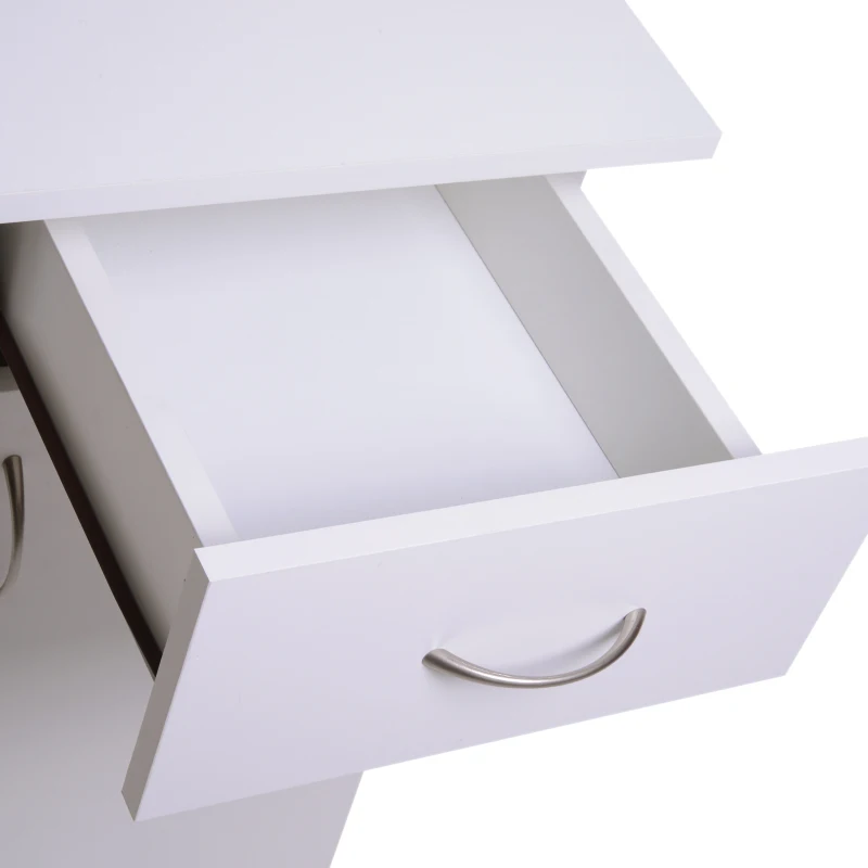 HomCom Scrivania da Ufficio Porta PC con Ripiano Tastiera, Bianco, 74x120x60cm