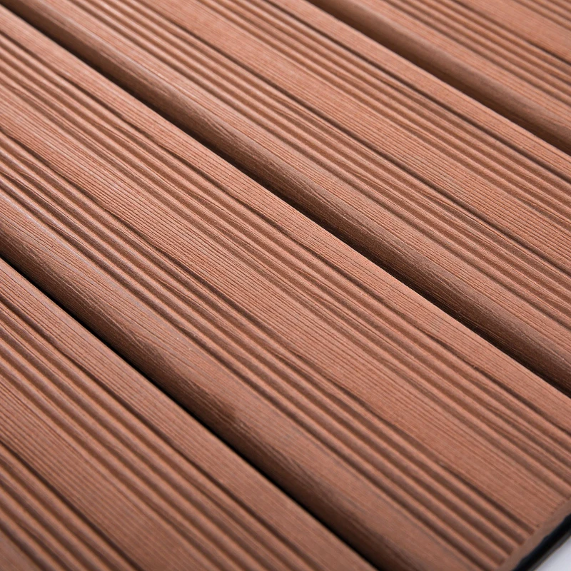 Outsunny Set Piastrelle per Esterno Incastrabili per Pavimentazione Marrone 11 Pezzi 30x30x2.2cm