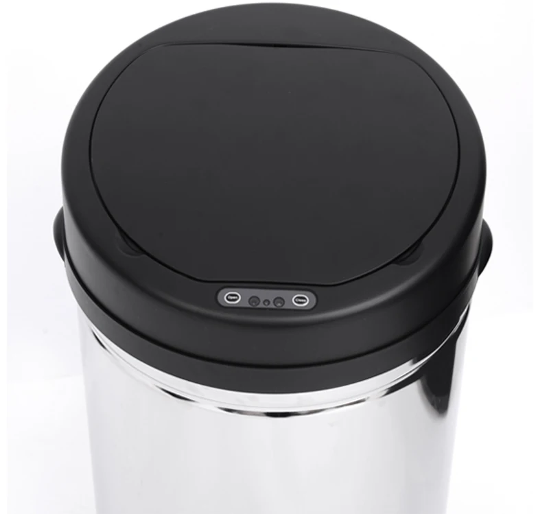 HomCom Cestino dei rifiuti rotondo in acciaio inox con sensore 30L