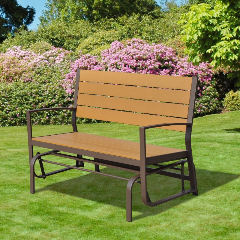 Outsunny Panchina Dondolo da Giardino Biposto in Ferro, PS 122 x 71 x 86cm