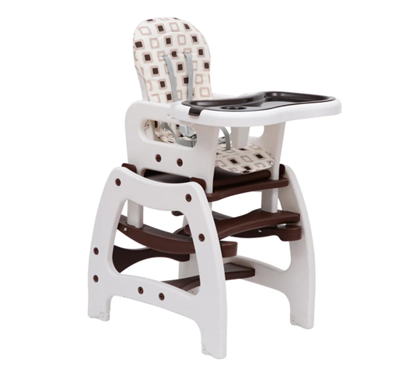 Outsunny - Seggiolone per bimbi multifunzione 3 in 1 tavolino sedia da dondolo caffè