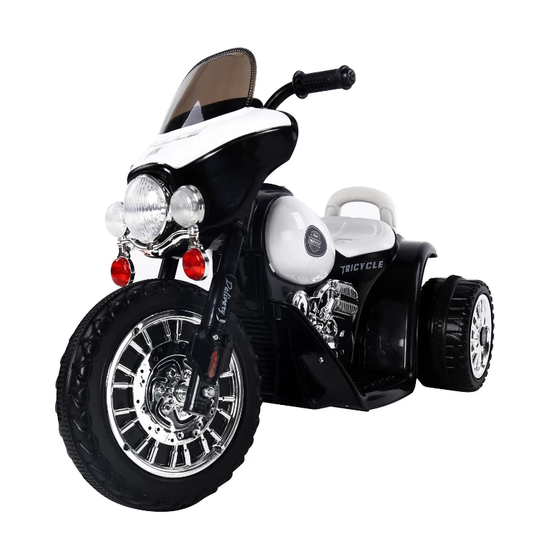 HOMCOM Mini Moto Triciclo Elettrico per Bambini con Luci e Musica, Velocità 2.5KM/h in PP Nero, 80 x 43 x 54.5cm