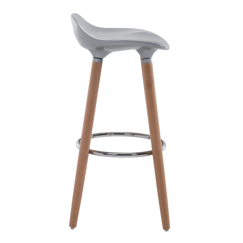 HOMCOM Sgabello Alto da Bar in Legno con Poggiapiedi, Argento e Legno, 38 x 38 x 80cm