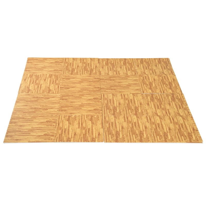 Homcom Tappeto Puzzle in EVA Effetto Legno Naturale 32 Pezzi 61.5x61.5cm