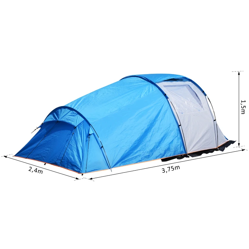 Outsunny Tenda da Campeggio Spiaggia Impermeabile per 4 Persone 375 × 240 × 150cm