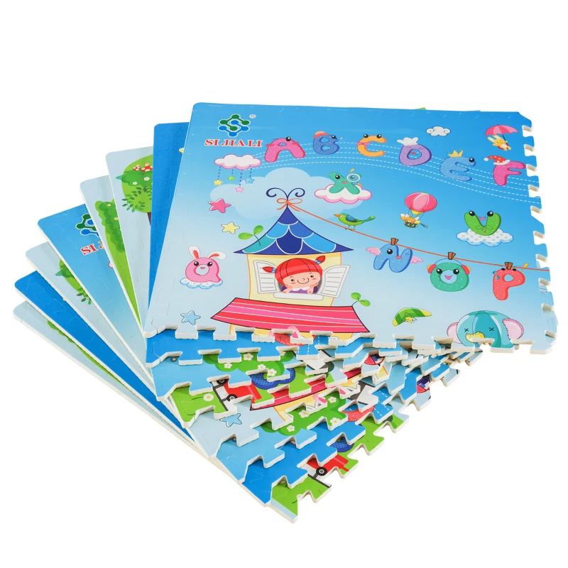Homcom Tappeto Puzzle per Bambini Disegno Fantasia 8 Tessere 61.5x61.5cm