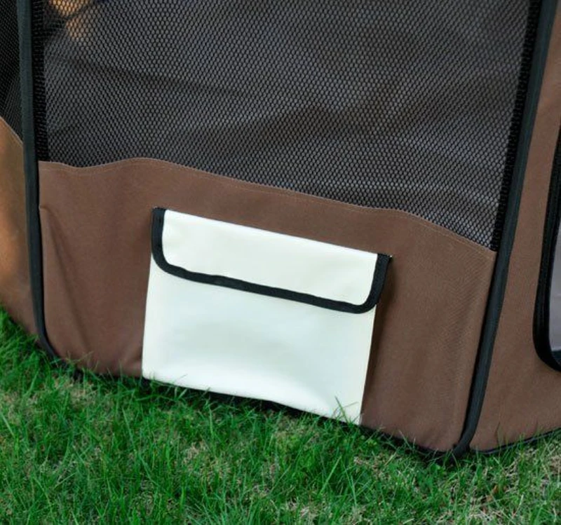 PawHut Box per Animali Cani Gatto Recinzione per Cuccioli pieghevole 116 x 116 x 71 cm caffè marrone