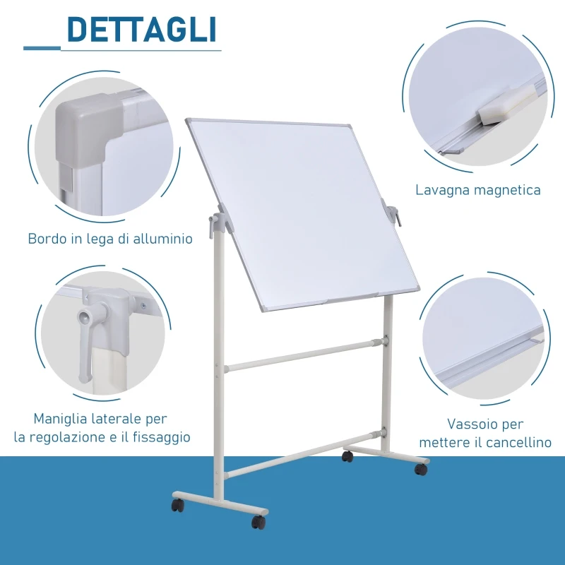 Vinsetto Lavagna Magnetica Bianca Cavalletto Faccia Doppia Portapenne Traversa Regolabile