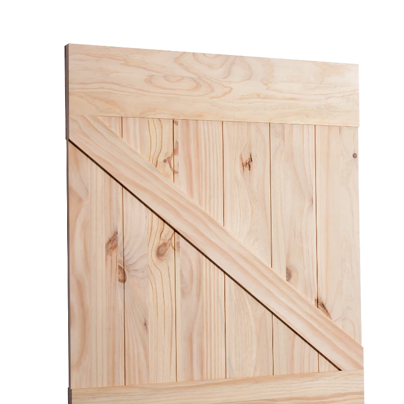 HOMCOM - Porta Scorrevole Barn Door in Legno di Pino Laccatura DIY, 213 x 96.5 x 3.5cm, Naturale