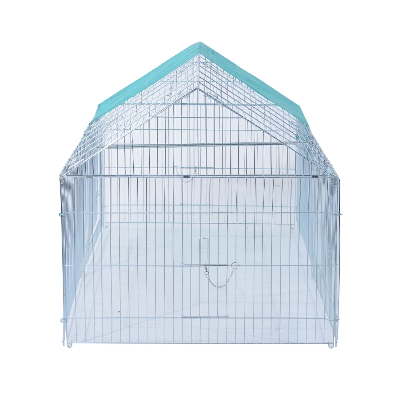 PawHut Gabbia Recinto Box Area di Corsa in Filo di Ferro 220 x 103 x 85cm