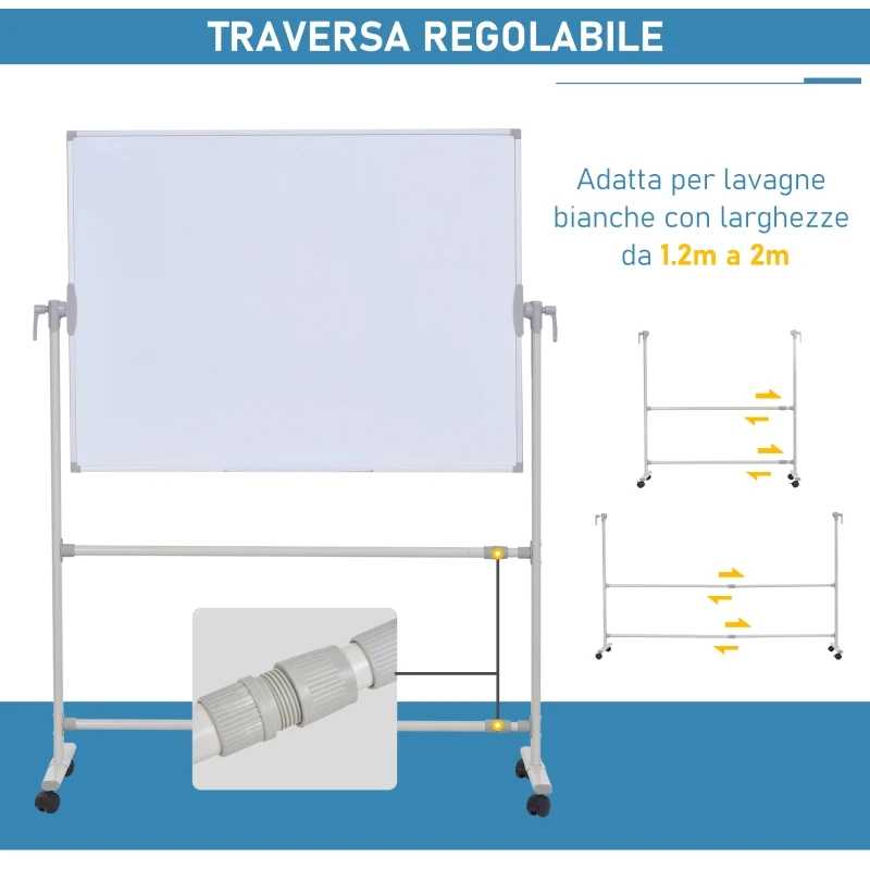 Vinsetto Lavagna Magnetica Bianca Cavalletto Faccia Doppia Portapenne Traversa Regolabile