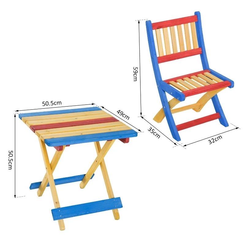 Outsunny Set Tavolo da Giardino con 4 Sedie Legno di Abete Colorato