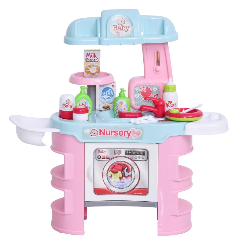 HOMCOM Baby Nursery Giocattolo per Bambole con 25 Accessori Bambini 3-6 Anni