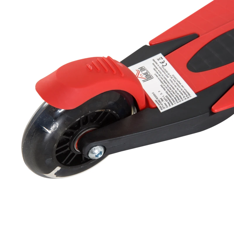 Homcom Monopattino per Bambini con 3 Ruote Fluo e Freno, Rosso