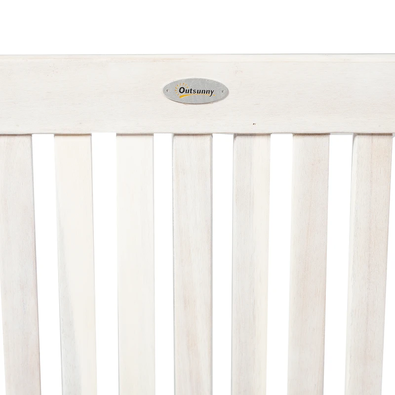 Outsunny Panchina da Giardino 2 Persone a Doghe per Esterno Legno di Acacia 117 x 63 x 90 cm Bianco