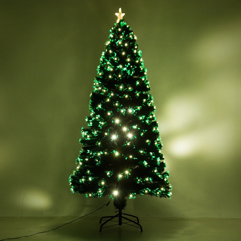 HOMCOM Albero di Natale Artificiale 230 Rami in PVC con Luci LED Φ82 x 180cm Verde