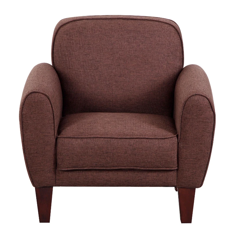 HOMCOM Poltrona Elegante Classica Spugna di Elevata Densità Tessuto di Lino Legno Massello Marrone Spessore del Cuscino per Seduta:16.5cm 84x65x82,4cm