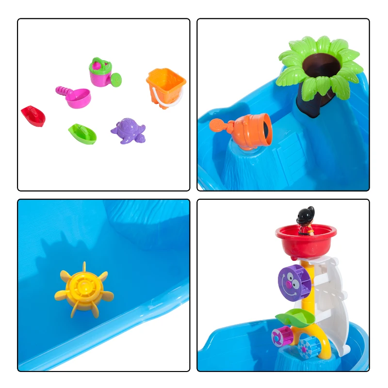 HOMCOM Set Giocattoli da Spiaggia 20pz con Nave Pirata, Mulino a Vento e Stampini, 60 x 38 x 28cm
