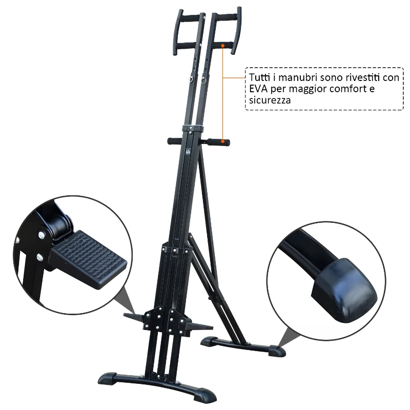 HOMCOM Vertical Climber Climbing Machine Allenamento Arrampicata Pieghevole in Acciaio 66 x 102 x 221cm Nero
