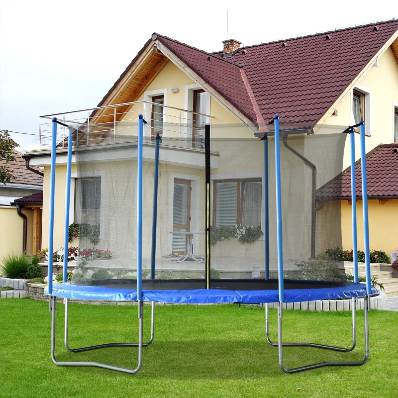 Homcom Trampolino Elastico con Rete di Sicurezza e Pali Imbottiti per Adulti e Bambini Φ366 x 260 cm