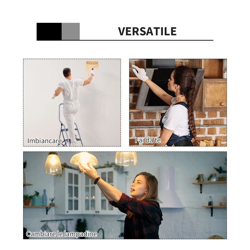 HOMCOM Scala Pieghevole in Metallo con 4 Gradini Carico Massimo 150kg 48x63x155cm