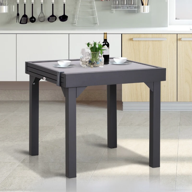Outsunny Tavolo Allungabile per Casa e Giardino Nero 160x80x75cm