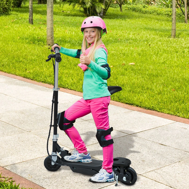 HOMCOM Monopattino Scooter Elettrico per Bambini con Sedile Pieghevole e Velocità Regolabile Max 12KM/H, 81.5 x 37 x 96cm, Nero