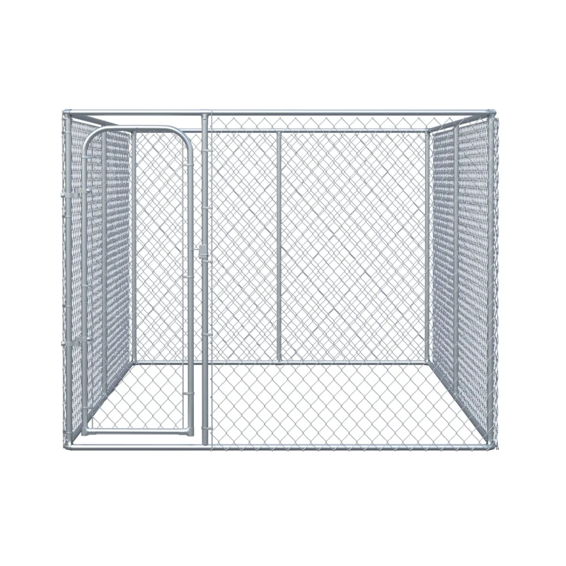 PawHut Kennel per Cani da Esterno in Metallo Galvanizzato e Porta con Blocco, Recinto per Animali 400x230x182cm Argento